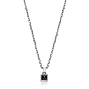 Collana con Borchia Color Rutenio in Acciaio S'Agapò SPD30