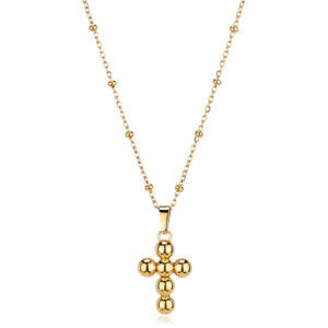 Collana con Croce in Acciaio Dorato S'Agapò SRD02