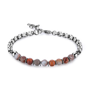 Bracciale con Diaspro Imperiale Turchese in Acciaio S’Agapò SRT35