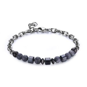 Bracciale con Ematite e Agata Colorata in Acciaio S’Agapò SRT36