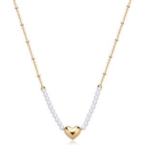 Collana con Cuore e Perle di Conchiglia in Acciaio Dorato S'Agapò SSE34