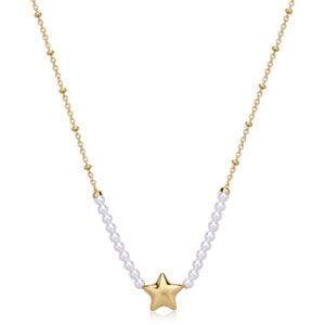 Collana con Stella e Perle di Conchiglia in Acciaio Dorato S'Agapò SSE38