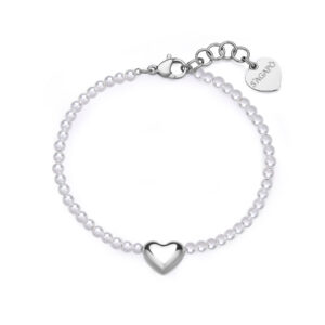 Bracciale con Cuore e Perle di Conchiglia in Acciaio S'Agapò SSE41