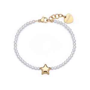 Bracciale con Stella e Perle di Conchiglia in Acciaio Dorato S'Agapò SSE46