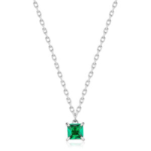 Collana con Cristallo Verde in Acciaio S'Agapò STK09