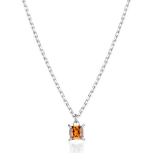 Collana con Cristallo Arancione in Acciaio S'Agapò STK12