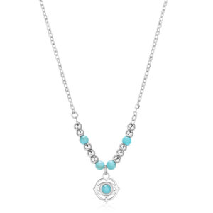 Collana con Elementi in Turchese e Pendente Evil Eye in Acciaio S'Agapò SWH01