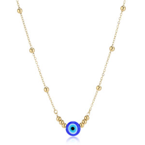 Collana con Occhio di Nazar in Acciaio Dorato S'Agapò SWH06