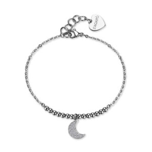 Bracciale con Luna e Cristalli Bianchi in Acciaio S’Agapò SWH13