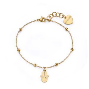 Bracciale con Mano di Fatima in Acciaio Dorato S’Agapò SWH18