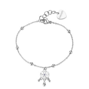 Bracciale con Acchiappasogni con Cristalli Bianchi in Acciaio S’Agapò SWH19