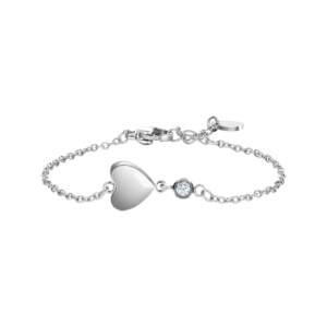 Bracciale con Cuore e Cristallo Bianco in Acciaio Bambina Luca Barra JB242