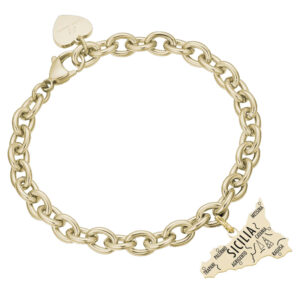 Bracciale con Sicilia con Province Incise in Acciaio Dorato Luca Barra BK2085