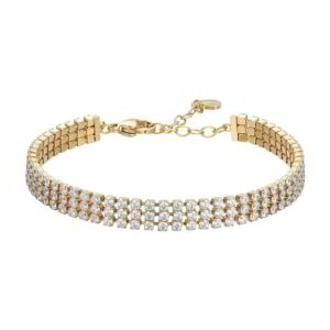 Bracciale Tennis con Cristalli Bianchi in Acciaio Dorato Luca Barra BK2845