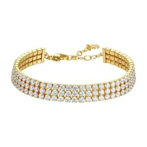Bracciale Tennis con Cristalli Bianchi in Acciaio Dorato Luca Barra BK2847
