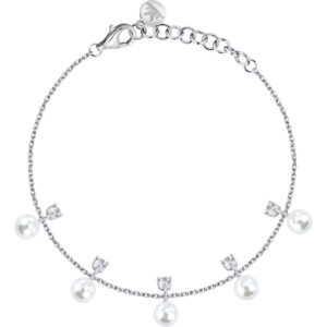 Bracciale con Perle e Cristalli Bianchi in Argento Donna Morellato SAWM04