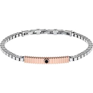 Bracciale in Acciaio con Piastra Rosata e Cristallo Nero Uomo Morellato SABH32