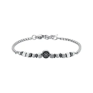 Bracciale con Ematite Grigia e Timone in Acciaio Bambino Luca Barra JB190