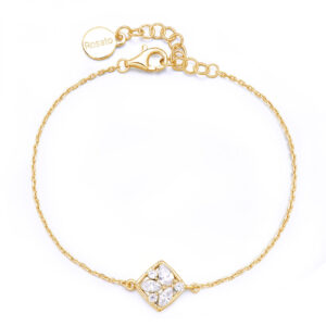 Bracciale in Argento Dorato con Cristalli Bianchi Donna Rosato RZGE20