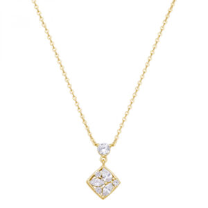Collana in Argento Dorato con Cristalli Bianchi Donna Rosato RZGE55
