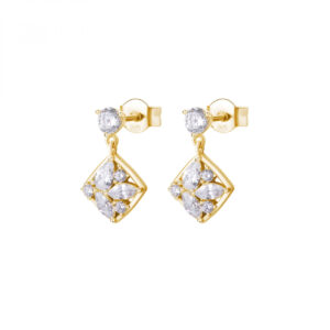 Orecchini Pendenti con Cristalli Bianchi in Argento Dorato Donna Rosato RZGE59