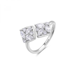 Anello in Argento con Cristalli Bianchi Donna Rosato RZGE60B