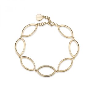 Bracciale in Argento Dorato con Cristalli Bianchi Rosato RZSO12