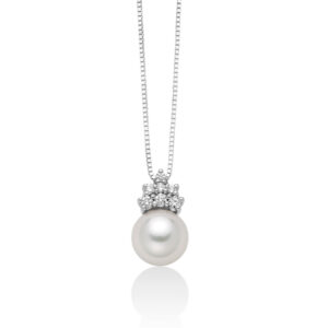 Collana con Perla da 8,5 - 9 mm e Diamanti Miluna PCL6673