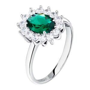 Anello in Argento con Cristallo Verde Centrale e Cristalli Bianchi Donna Morellato SAIW284016