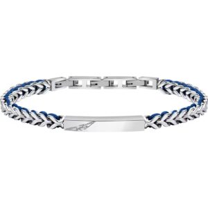 Bracciale in Acciaio e Cordino Blu Uomo Sector SZV73