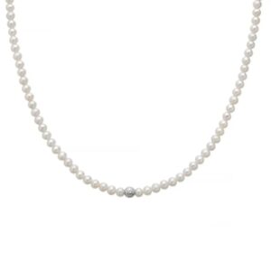 Collana con Perle 4 - 4,5 mm con 1 Pallina in Oro Centrale Miluna PCL6747