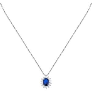 Collana in Argento con Cristallo Blu Centrale e Cristalli Bianchi Donna Morellato SAIW279