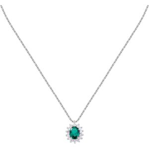 Collana in Argento con Cristallo Verde Centrale e Cristalli Bianchi Donna Morellato SAIW280