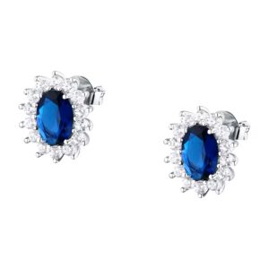 Orecchini in Argento con Cristallo Blu Centrale e Cristalli Bianchi Donna Morellato SAIW285