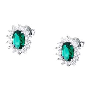 Orecchini in Argento con Cristallo Verde Centrale e Cristalli Bianchi Donna Morellato SAIW286