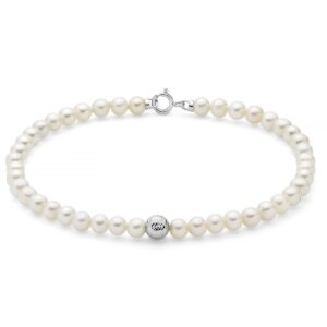 Bracciale con Perle 4,5 - 5 e Perla in Oro Bianco mm Miluna PBR3713