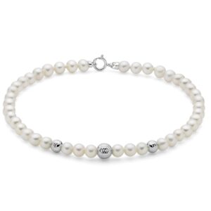 Bracciale con Perle 4,5 - 5 e Perle in Oro Bianco mm Miluna PBR3715