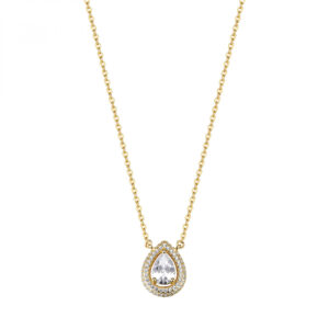 Collana in Argento Dorato con Cristalli Bianchi Rosato RZAN02