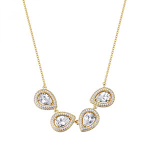 Collana in Argento Dorato con Cristalli Bianchi Rosato RZAN04