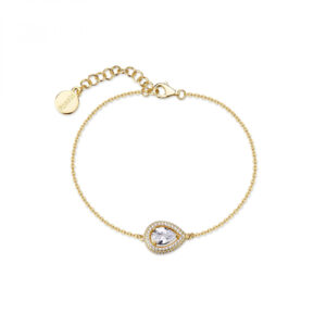 Bracciale in Argento Dorato con Cristalli Bianchi Rosato RZAN12