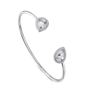 Bracciale Rigido in Argento con Cristalli Bianchi Rosato RZAN17