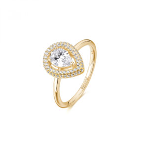Anello in Argento Dorato con Cristalli Bianchi Mis 16 Rosato RZAN32C