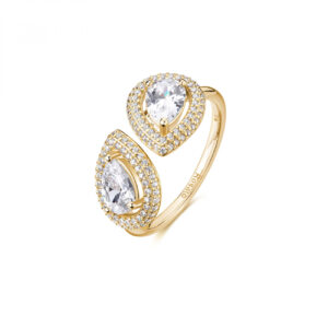 Anello in Argento Dorato con Cristalli Bianchi Mis 16 Rosato RZAN34C