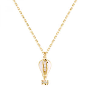 Collana in Argento Dorato con Mongolfiera Pendente Rosato RZAR10