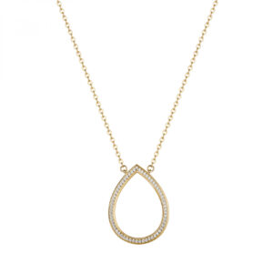 Collana in Argento Dorato con Cristalli Bianchi Rosato RZSO06