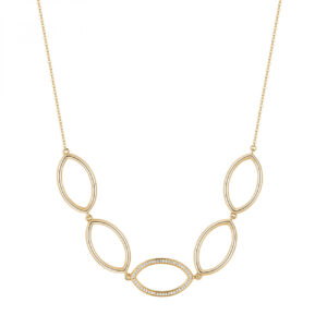 Collana in Argento Dorato con Cristalli Bianchi Rosato RZSO08