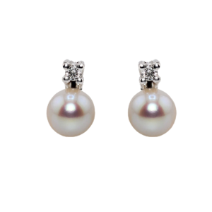 Orecchini con Perle 7mm e Diamanti in Oro Bianco Davite Delucchi BB B09036