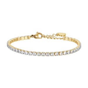 Bracciale Tennis con Cristalli Bianchi da 4mm in Acciaio Dorato Luca Barra BK2362