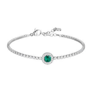 Bracciale Tennis con Cristallo Verde Centrale Donna BK2931
