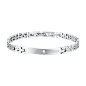 Bracciale con Targhetta e Piastra Argentata in Acciaio Uomo Luca Barra BA1761